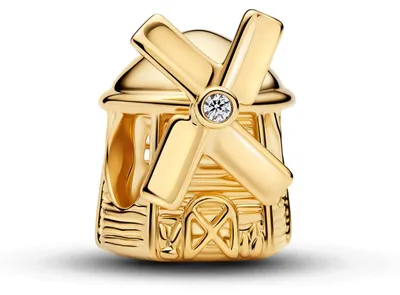 Produktbild von Pandora Charm Damen Windmühle Zirkonia 14 Karat Vergoldet 764631C01