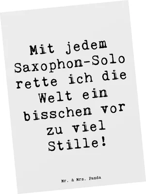 Produktbild von Mr. & Mrs. Panda Postkarte Spruch Saxophon Magie - Weiß - Geschenk, Instrument, Postkarten, einzelkarte, Klangwelt, Ansichtskarten, Blues, Musiker, Ansichtskarte, Solo