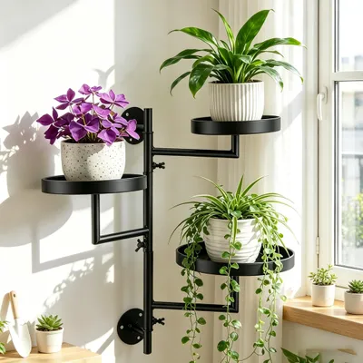 Imagen del producto de Estantería giratoria de 3 niveles para plantas, ideal para interiores