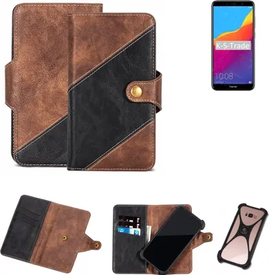 Produktbild von K-S-Trade Handy Hülle Schutz Hülle Schutzhülle Bookstyle Case kompatibel mit Huawei Honor 7A Pro Handy Cover Hülle Schutztasche 1x