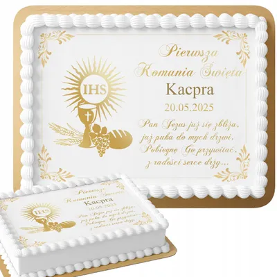 Image de Opłatek Na Tort Prostokątny 28,7X20Cm - Na Pierwszą Komunie Świętą + Imię