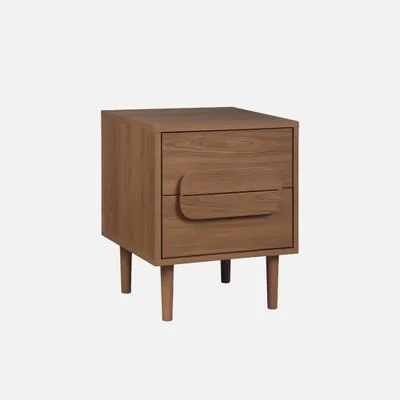 Produktbild von sweeek - Vintage-Nachttisch im Holzlook mit 2 Schubladen - Nussbaumfarben