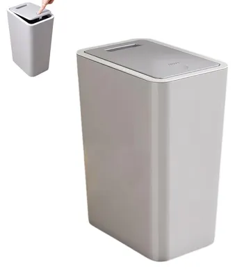 Produktbild von Mülleimer 10 Liter Bad Küche schmal mit Deckel geruchsdicht Grau PP