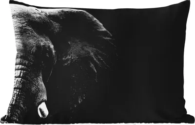 Produktbild von MuchoWow® Outdoor Kissen - Tiere - Elefant - Wild - Schwarz - Weiß - 50x30 cm - Wetterfest - Lounge Kissen - Sofa kissen - Wohnzimmer Dekoration