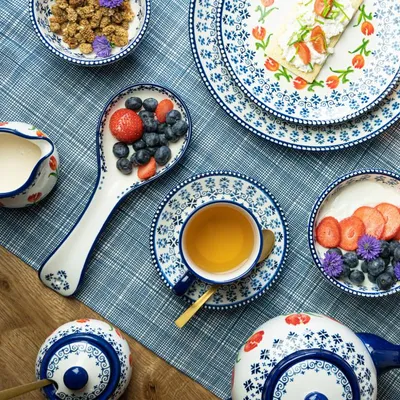 Imagen del producto de Heinen Delfts Blauw – Tazón para yogur, diseño "Tulipán Naranja"