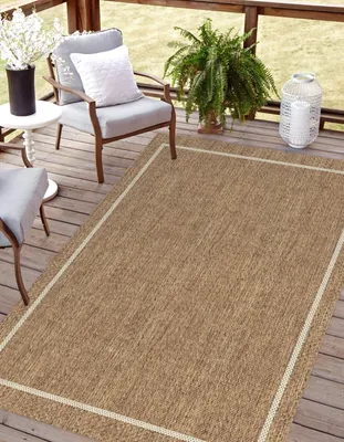 Produktbild von Rikmani Outdoor Teppich Wetterfest 160x230 cm, für Terrasse, Balkon, modernes Design, ideal für Küche und Esszimmer, robuster Teppich GIZ