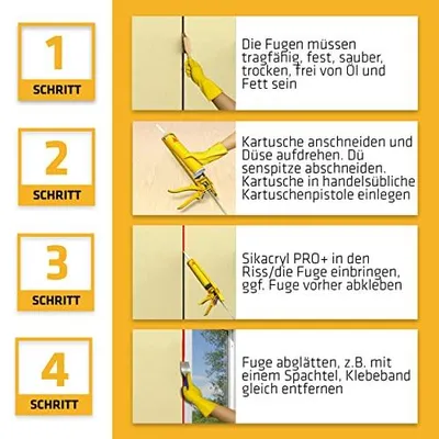 Produktbild von Acryldichtstoff Sikacryl PRO+ 300ml Weiß Innen Außen 12,5% Bewegungsaufnahme