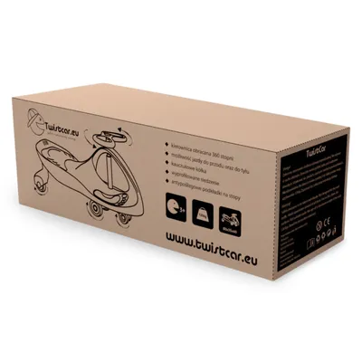 A cardboard box with product information and graphics.