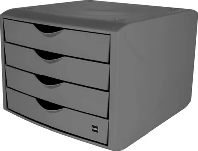 Immagine prodotto di Cassettiera con fermo estraibile 4 cassetti grigio chiaro H215xL265xP332mm HELIT