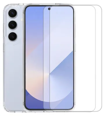 Produktbild von Stoßfeste Hülle, kompatibel mit Galaxy S25, transparent + 2 Displayschutzfolien - EVETANE