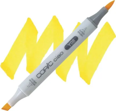 Image de Marqueur à alcool COPIC Ciao double face Pinceau & Ciseau, Y08 Jaune acide
