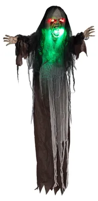 Produktbild von Grünes Monster, Halloweendeko, gruselige Soundeffekte, rote Augen, beweglich, 183 cm