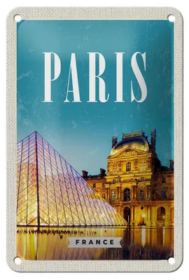 Produktbild von Blechschild Reise 12x18cm Paris Frankreich Nacht Architektur Schild
