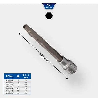 Image de BRILLIANT TOOLS Douille à embout 1/2", longueur 140 mm, 7 mm - BT022882
