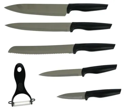 Produktbild von Vielseitiges Edelstahl Küchenmesser Set mit Sparschäler - 6-teiliges Set