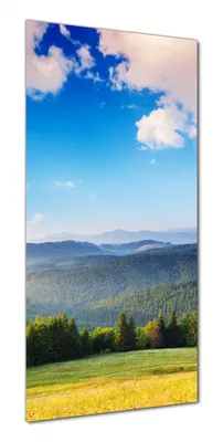 Produktbild von Wallario selbstklebende Duschrückwand 90 x 190 cm mit Motiv Berglandschaft im Gebirge unter blauem Himmel - Wandverkleidung mit Hochglanzlaminat in Glasoptik