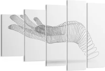 Produktbild von Bild auf Leinwand - Leinwandbild - 5 Teile - Hand Grafik weiß - 150x100cm - Wand Bild - Wanddeko - Wandbilder - Leinwanddruck - Bilder - Wanddekoration - Leinwand bilder - Wandbild - EG150x100-4427