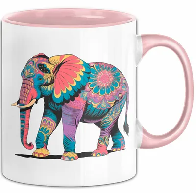 Produktbild von Elefant Tier Blumen Tasse Geschenk Lustige Geschenkidee Spruch (Rosa)