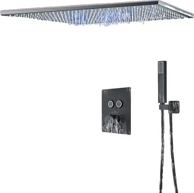 Obrázek produktu pro Sprchová hlavice, LED funkce, design dešťového pršku, 2polohová, černá A