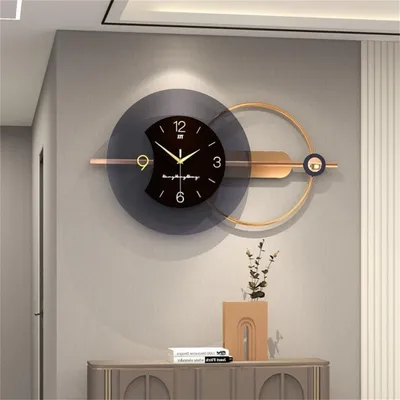 Produktbild von Wanduhren, ohne Ticken, für Wohnzimmer, Schlafzimmer, Büro, Metall Wohnzimmer Uhr, Arbeitszimmer, Schwarz und Goldfarben