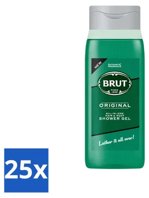 Productafbeelding van 25 x Brut All in One Douchegel voor haar en lichaam, Original, 500 ml - Voordeelverpakking - 25 stuks