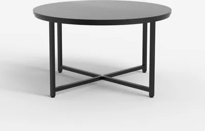Produktbild von Wohnzimmertisch rund 80 cm mit Marmoreffektplatte Granato - Schwarz