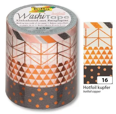 Produktbild von 0,40€/m Folia Washitape Hotfoil Kupfer Klebeband aus Reispapier 4 x 5m