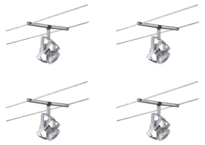 Produktbild von 4er-Set Paulmann Halogen-Spots, GU5,3, gebürsteter Chrom, inklusive 1W LED-Abstandsstück, 16 cm.