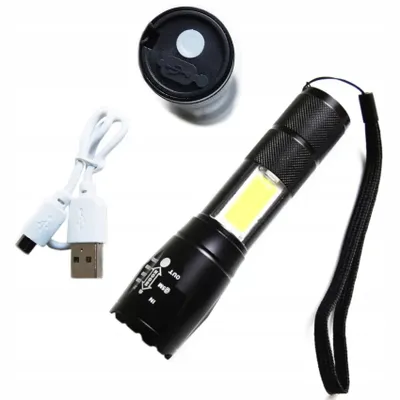 Zdjęcie produktu dla latarka kieszonkowa taktyczna LED ZOOM USB XPE COB  XA047
