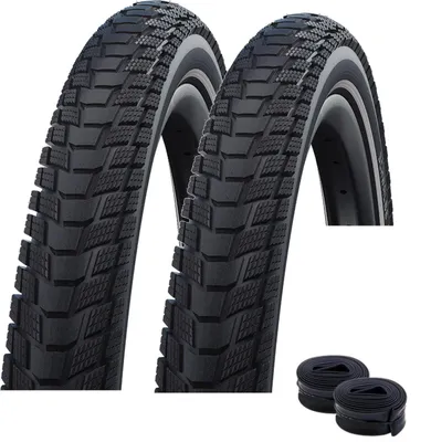 Produktbild von 2 x Schwalbe Fahrradreifen Draht Pick Up Performance Schwarz mit Reflex 60-406 ( 20 x 2.35 ) + 2 Schwalbe Schläuche AV7 inkl. Reifenheber