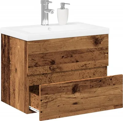 Produktbild von "im " Waschbeckenunterschrank mit Einbaubecken Altholz-Optik - Badspiegel CC12257