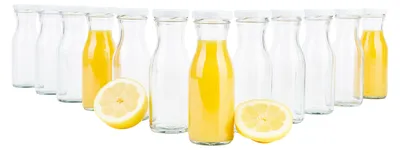 Produktbild von 12er Set Saftflasche 150ml Twist-Off Deckel TO43 weiß Karaffe Vorratsglas Flaschen Aufbewahrung