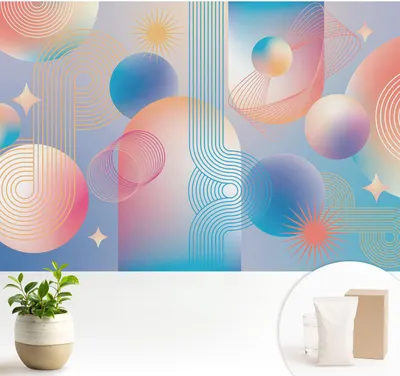 Produktbild von Fototapete  - 104x70 cm - Tapete - Wandtapete - Wandbilder  - Dekofolie - Tapete Folie - Wand - Dekoration - Wohnzimmer - Farbenfrohe Abstraktion