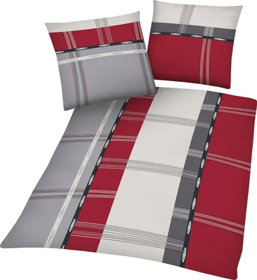 Produktbild von 3-teilig Mikrofaser Bettwäsche Set Bettgarnitur Bettbezug Übergröße 200x220 2x Kissenbezug 80x80 Modern Karo Gestreift NEU Grau Bordeaux Rot