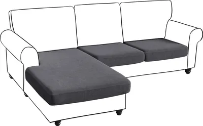 Produktbild von Sofa Sitzkissenbezug 2 Sitzer + Chaise, Stretch Jacquard L-Form Sofa Sitzkissen Sofabezug Schonbezug Sofaschoner, Grau