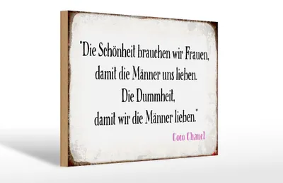 Produktbild von Holzschild Spruch 30x20cm Schönheit Frauen Dummheit Männer
