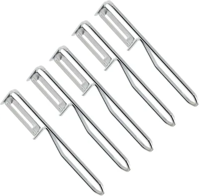 Produktbild von 5 Stück Fackelmann - Universal-Sparschäler/Pendelschäler, ideal für Spargel, Obst und Gemüse, Edelstahl/Stahl - Silber