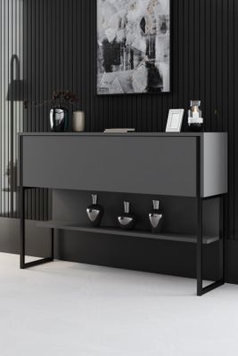 Skye Decor, Luxe - Black, Anthracite, Kommode, Schwarz, 100 % MELAMINBESCHICHTETE SPANPLATTEN, 120 x 30 x 80 cm