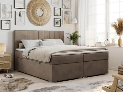 Produktbild von Boxspringbett mit 2 Bettkästen, Matratze und Topper, Polsterbett - ALLY - 180x200cm - Braun - H3