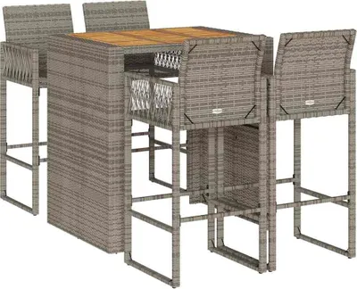 Produktbild von vidaXL 5-tlg. Gartenbar-Set ohne Kissen Grau Poly Rattan Akazie