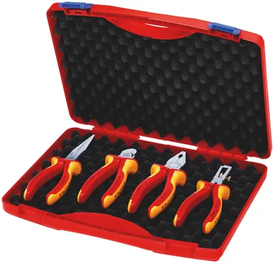 Produktbild von Knipex 00 20 15, Zangensatz, Stahl, Polypropylen (PP), Rot, Gelb, 1,43 kg