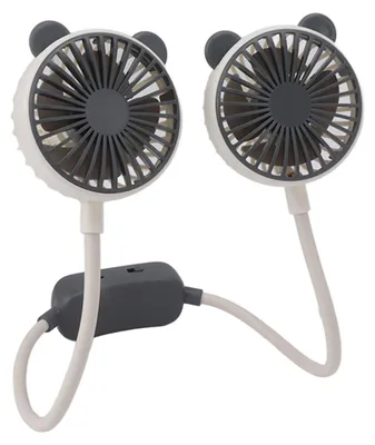 Imagen del producto de Ventilador de cuello portátil, doble cabezal, flexible, portátil, recargable por USB, mini ventilador colgante para uso con las manos libres, ideal para la oficina y los viajes. Color: blanco