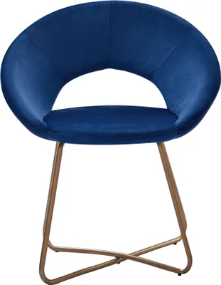 Produktbild von SAM® Schalenstuhl Samtbezug blau Gestell gold LENNY