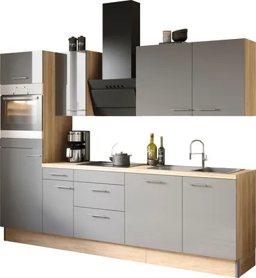 Produktbild von Optifit Küchenzeile ohne Geräte Jonte984 270 cm anthrazit glänzend zerlegt Variante reversibel KCJO 2788OE-8+