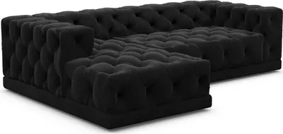 Produktbild von Samtstoff L-Form Sofa Meliva Schwarz Links