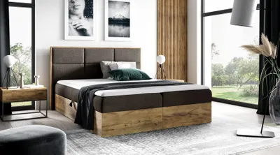 Produktbild von Boxspringbett CHANTELLE 2 – 200x200, Braun + GRATIS Topper