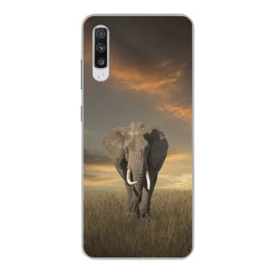 Produktbild von MuchoWow® Handyhülle Schutzhülle Hülle für Samsung Galaxy A70 Elefant - Tiere - Gras - Natur Silikon Softcase Handy Hülle - Schutzhaube