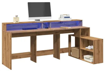 Immagine prodotto di Scrivania - Tavolo da lavoro - Scrivania per computer - Scrivania - Postazione di lavoro domestica - Legno di quercia artigianale