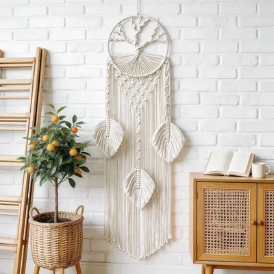 Imagen del producto de Atrapasueños de macramé con diseño de árbol de la vida, algodón, 1 unidad, para dormitorio