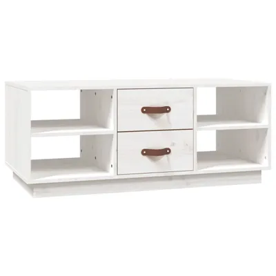 Image de vidaXL Table basse blanche 100x50x41 cm pin massif